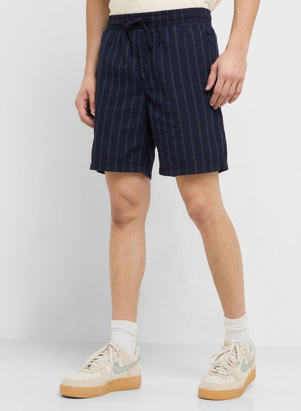Blue Dobby Drawstring Shorts 12253151 - Image 1