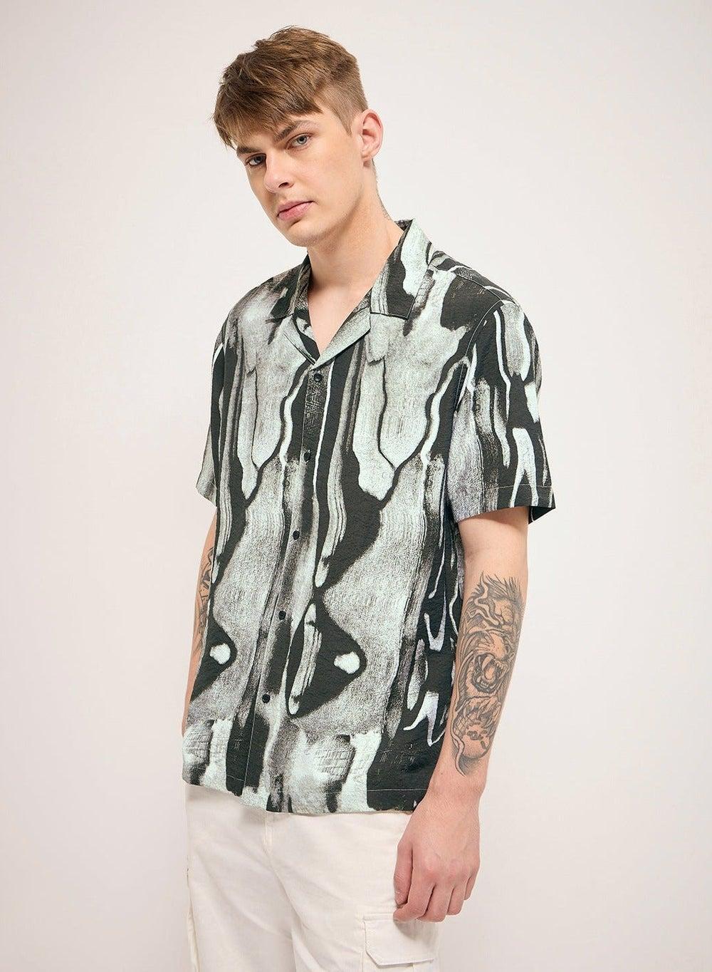 Men’s Black Nylon Shirt Short Sleeve Classic Fit - Image 1