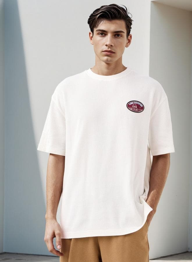 Lee Cooper Printed Crew Neck T-Shirt White - Image 1