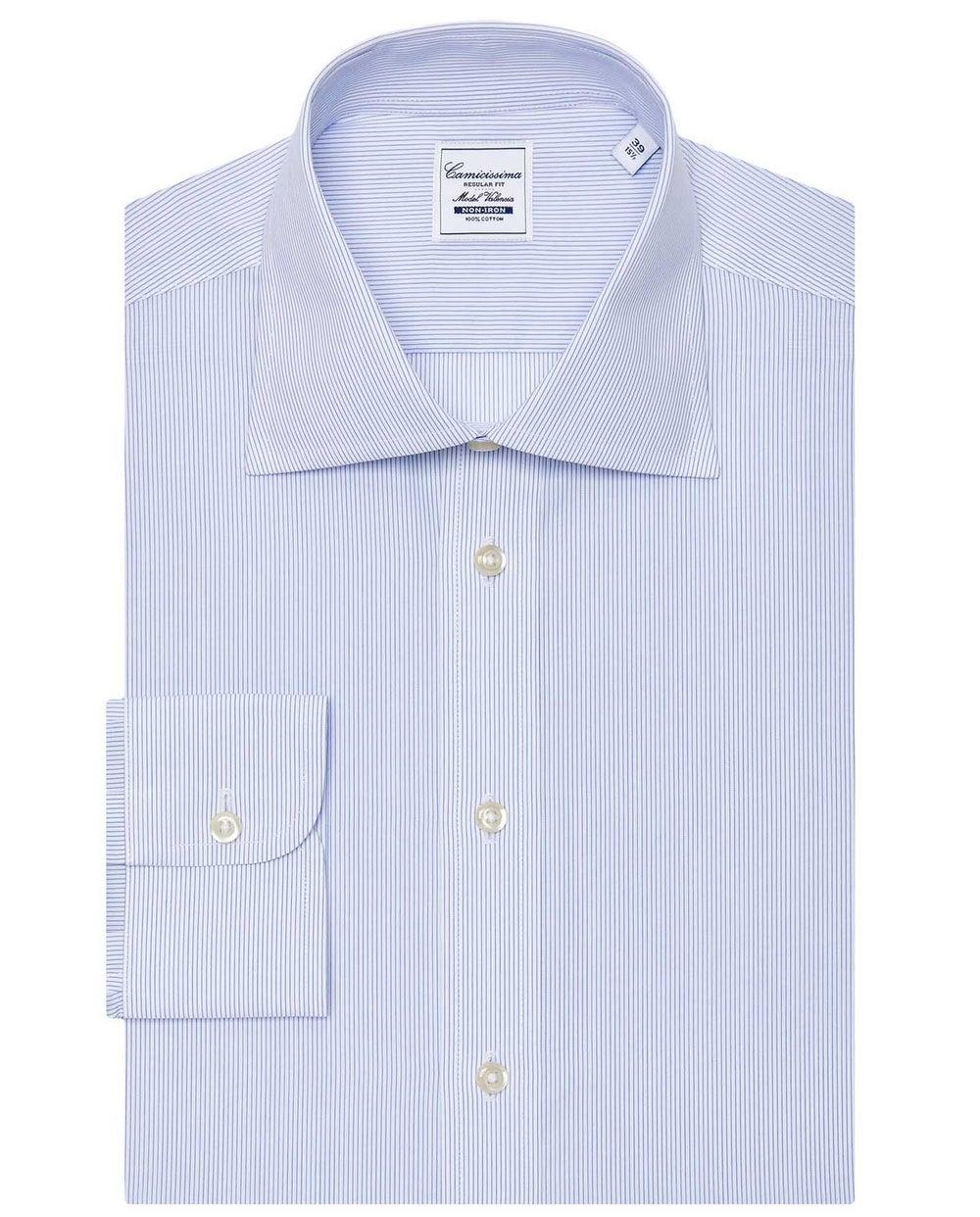 Light Blue Striped Non-Iron Cotton Shirt - Image 1
