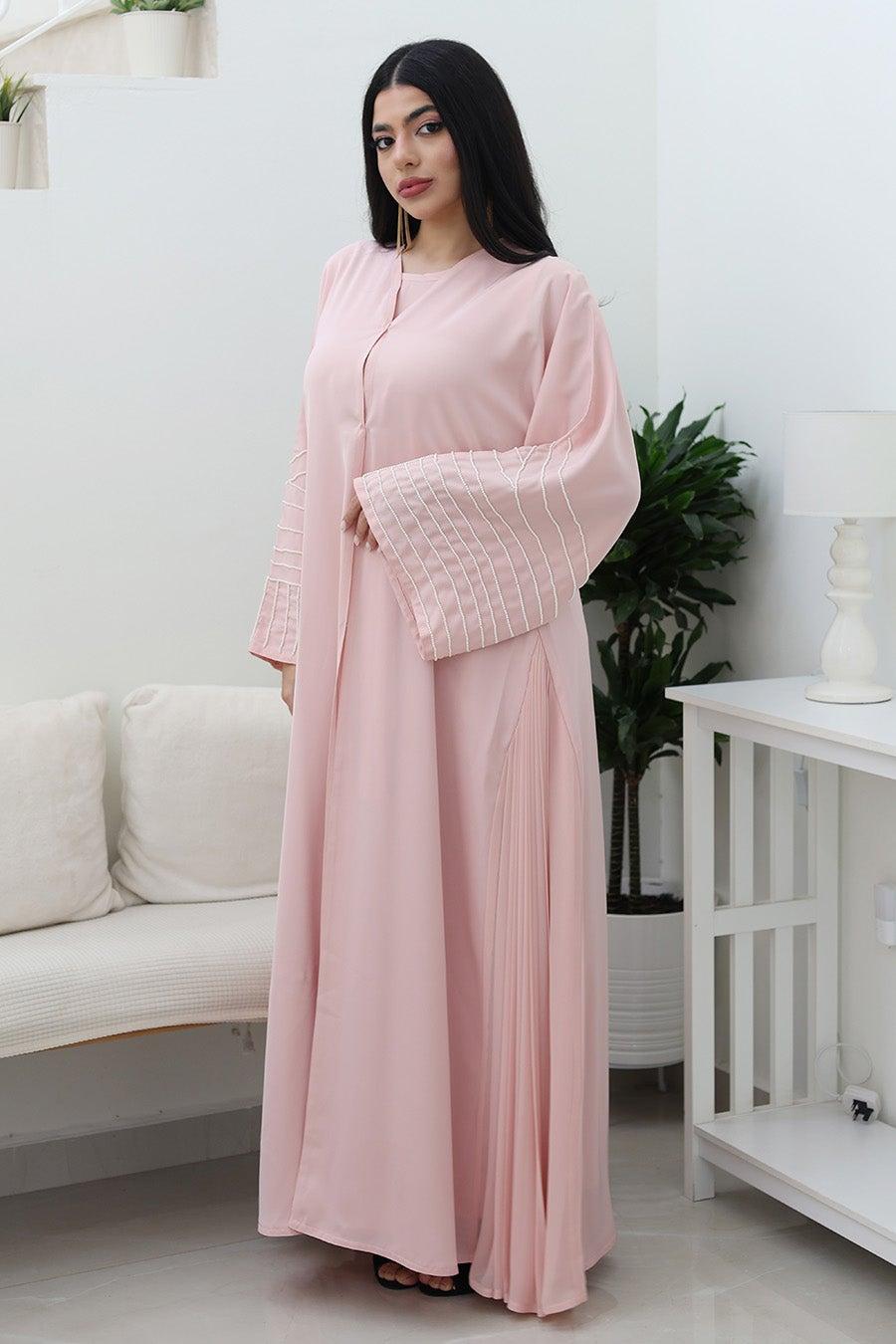 Rosaline Abaya 741 Soft Pink A-Line Elegance - Image 1