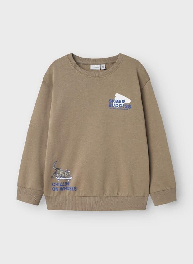 Boys Graphic Crew Neck Sweatshirt Roasted Cashew - Image 1