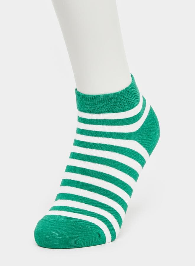 Green Striped Cotton Blend Ankle Socks - Image 1