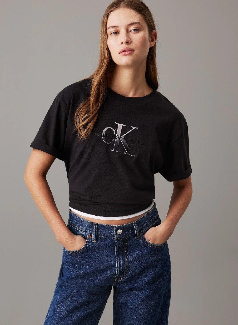 Relaxed Monogram Tee in CK Black Cotton - Image 1