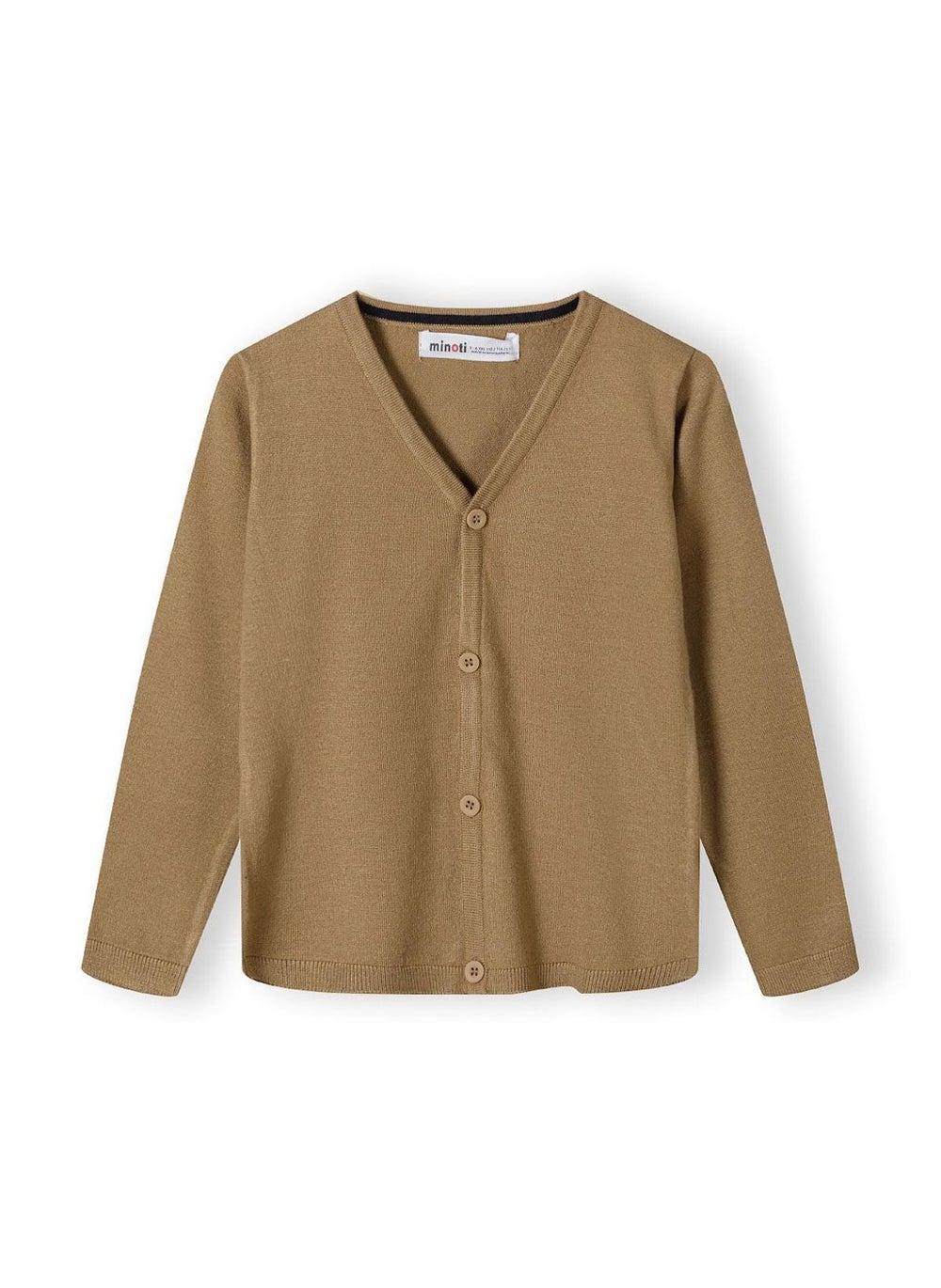 Boys Fine Knit Button Front Cardigan Beige - Image 1