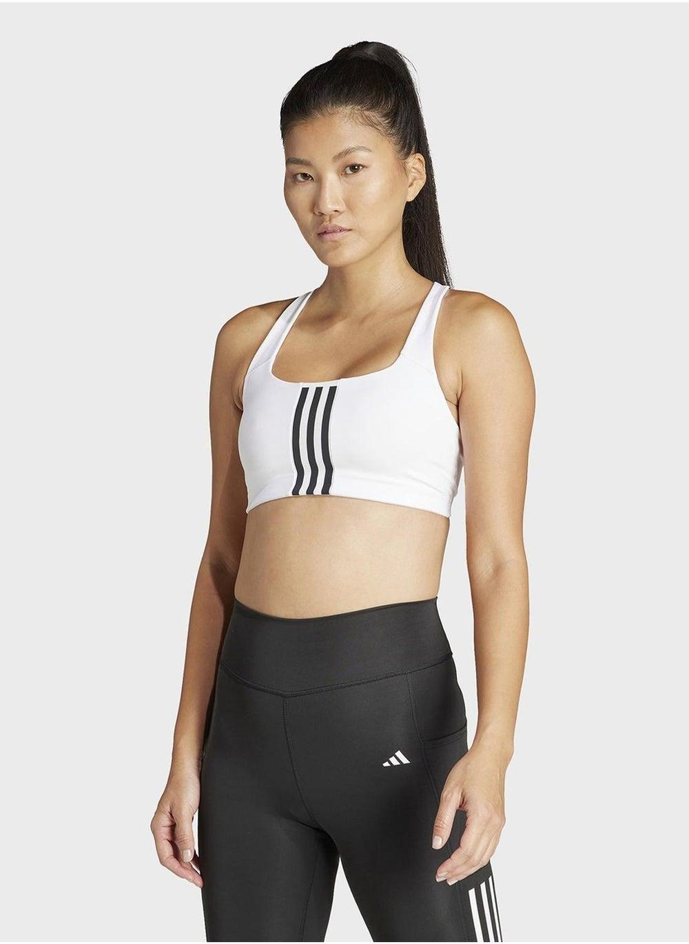 Powerimpact Medium-Support 3-Stripes Training Bra White - Image 1