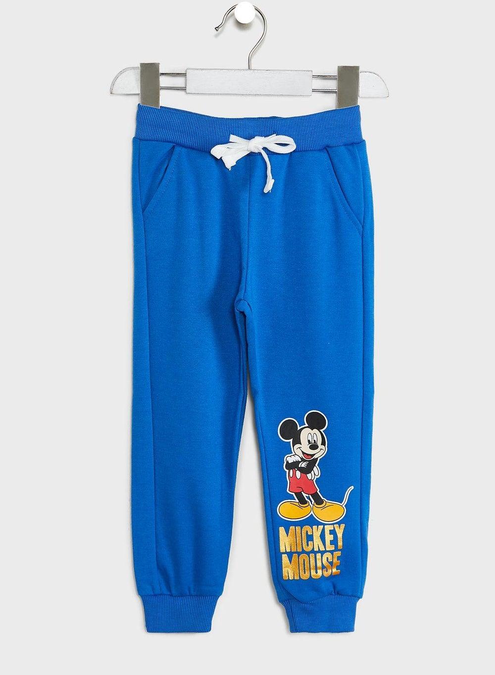 Kids Mickey Mouse Cotton Sweatpants Blue Straight Fit - Image 1