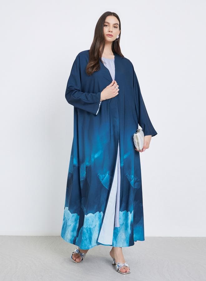 Tie-Dye Open Front Abaya – Multi Print Elegance - Image 1