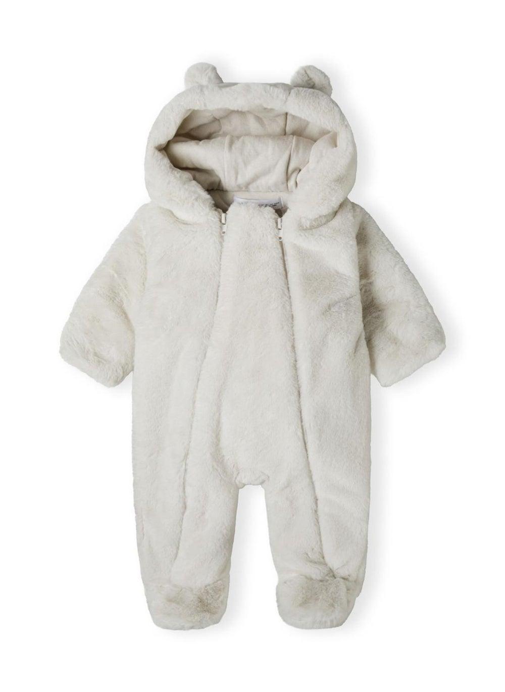 Baby Snowsuit Faux Fur with 3D Ears Cream - Image 1