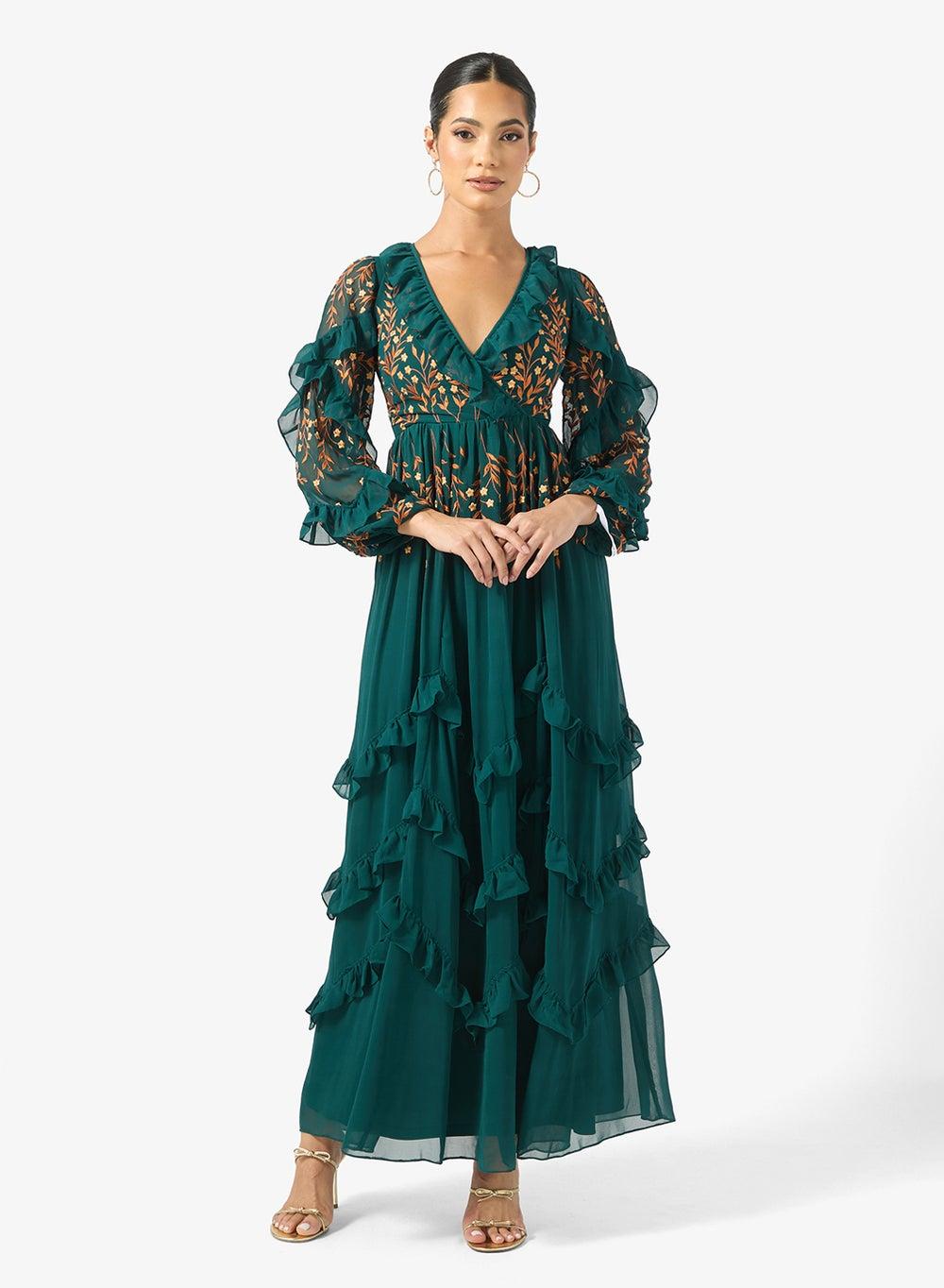 Fearne V-Neck Frill Maxi Dress Faw25057 - Image 1