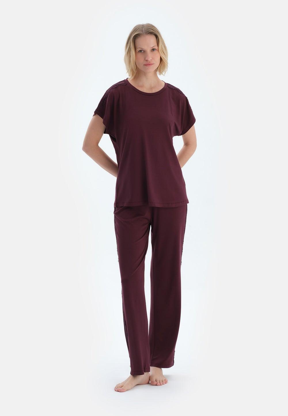 Damson Viscose Blend Crew Neck Pajama Set 25Sw17752Bb - Image 1
