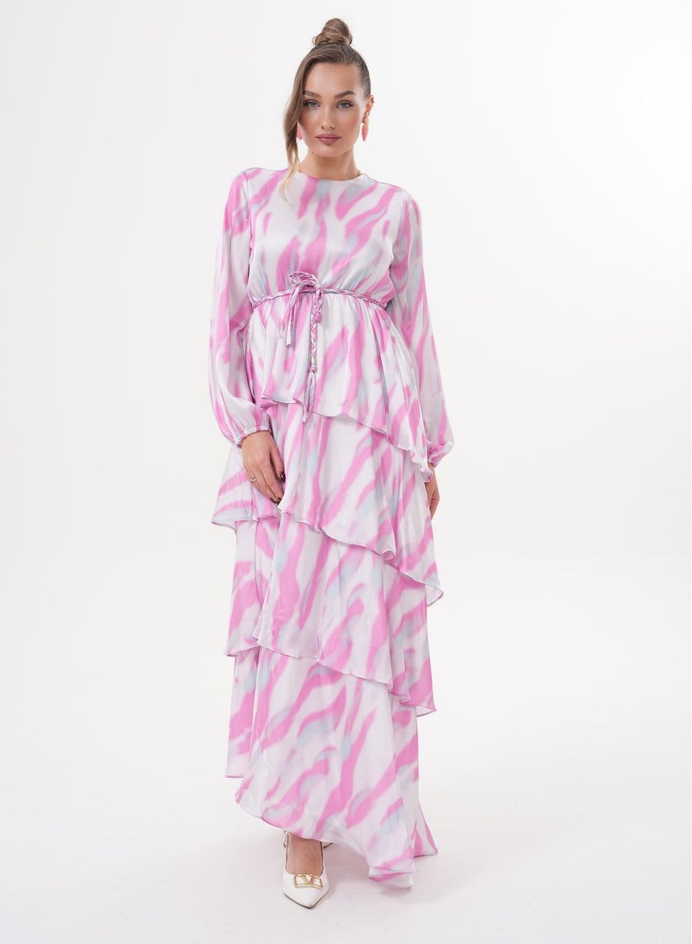 Pastel Breeze Tiered Maxi Dress – Elegant Print - Image 1