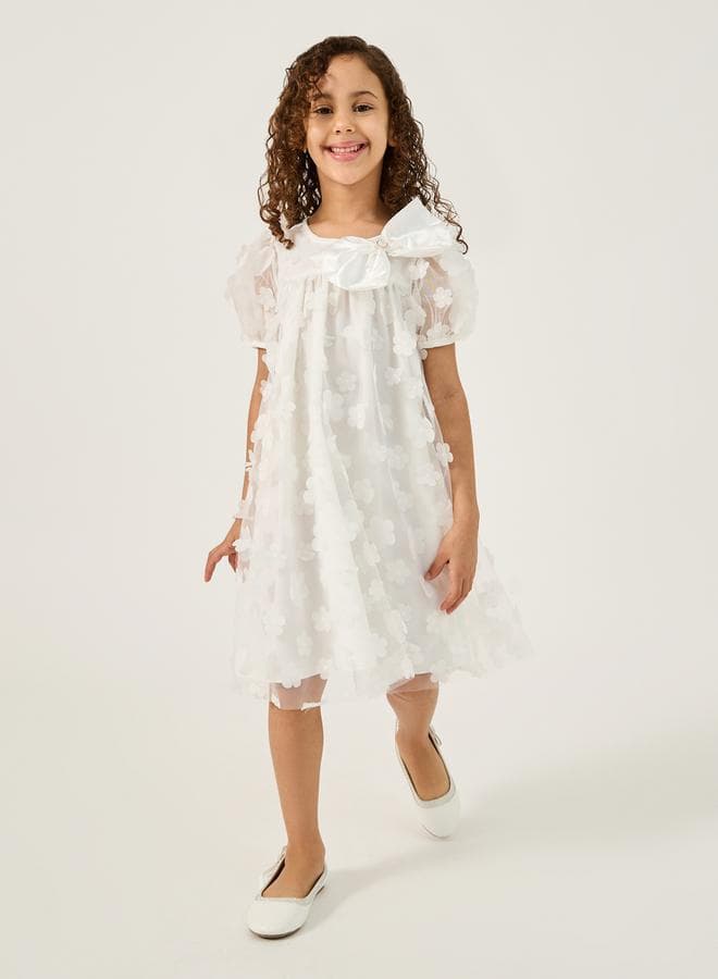 Floral Organza A-Line Dress 2112224136White - Image 1