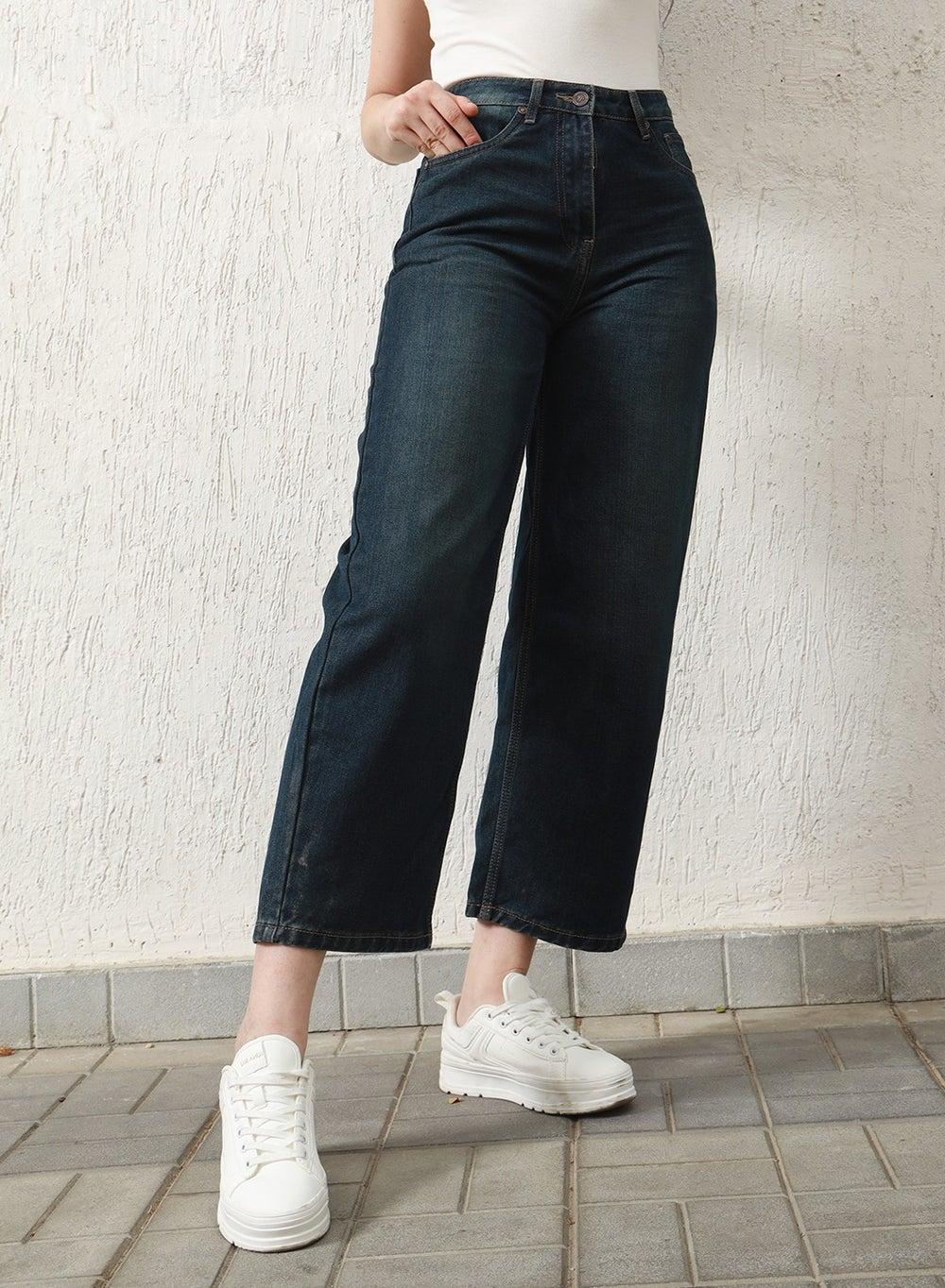 High-Rise Relaxed Fit Indigo Jeans Hhwjnw23R1 - Image 1