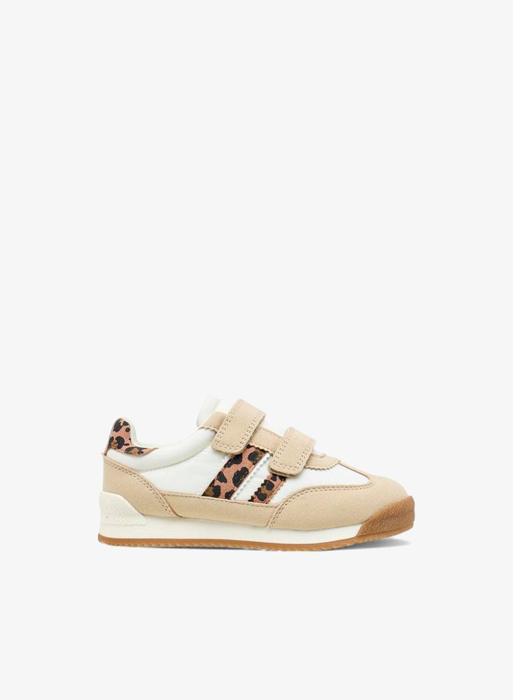 Girls Printed Sneakers 2508 004G Hook Loop Beige - Image 1