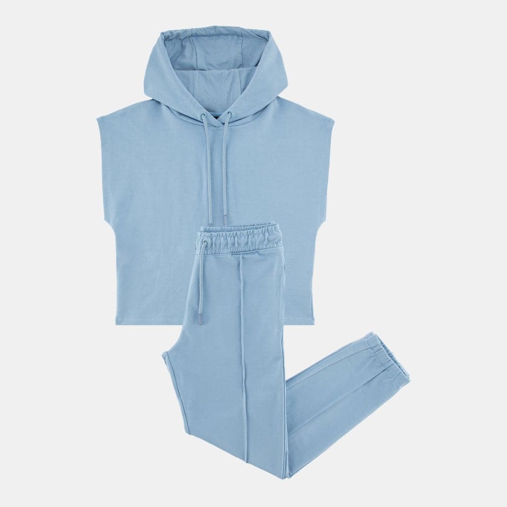 Kids Terry Cotton Hoodie & Joggers Set Blue - Image 1