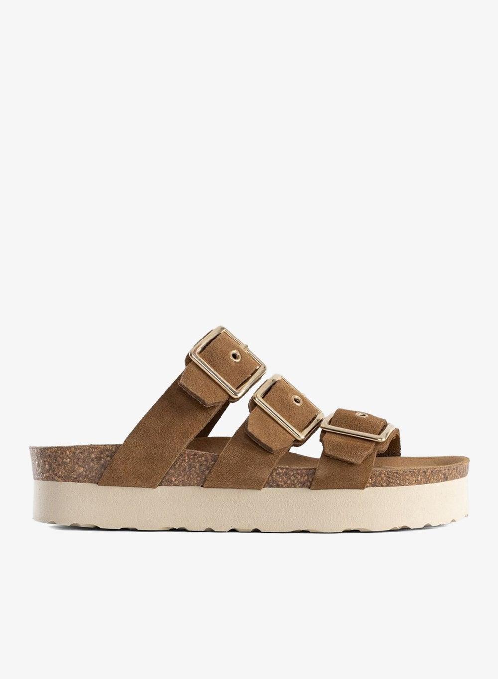 Castelo Brown Platform Slip-On Sandals - Image 1