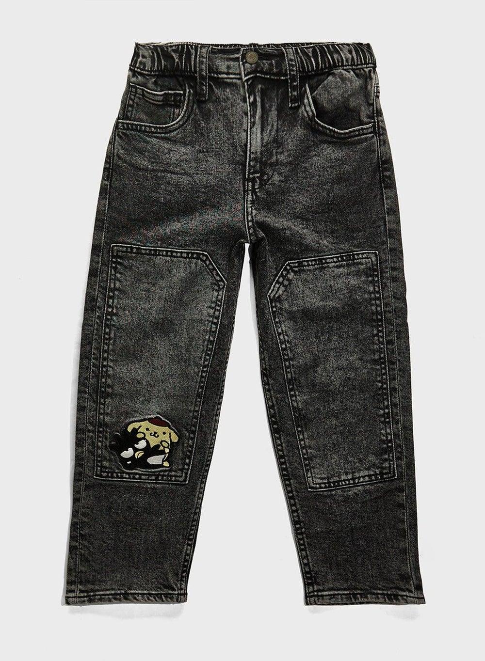Appliquéd Straight Fit Black Jeans - Image 1