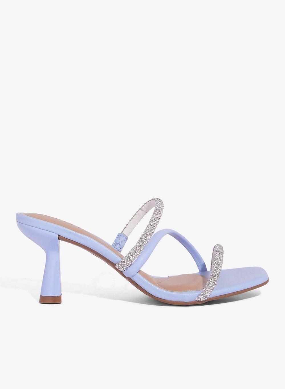 Women’s Mid Heel Block Sandals – Jeans Blue - Image 1