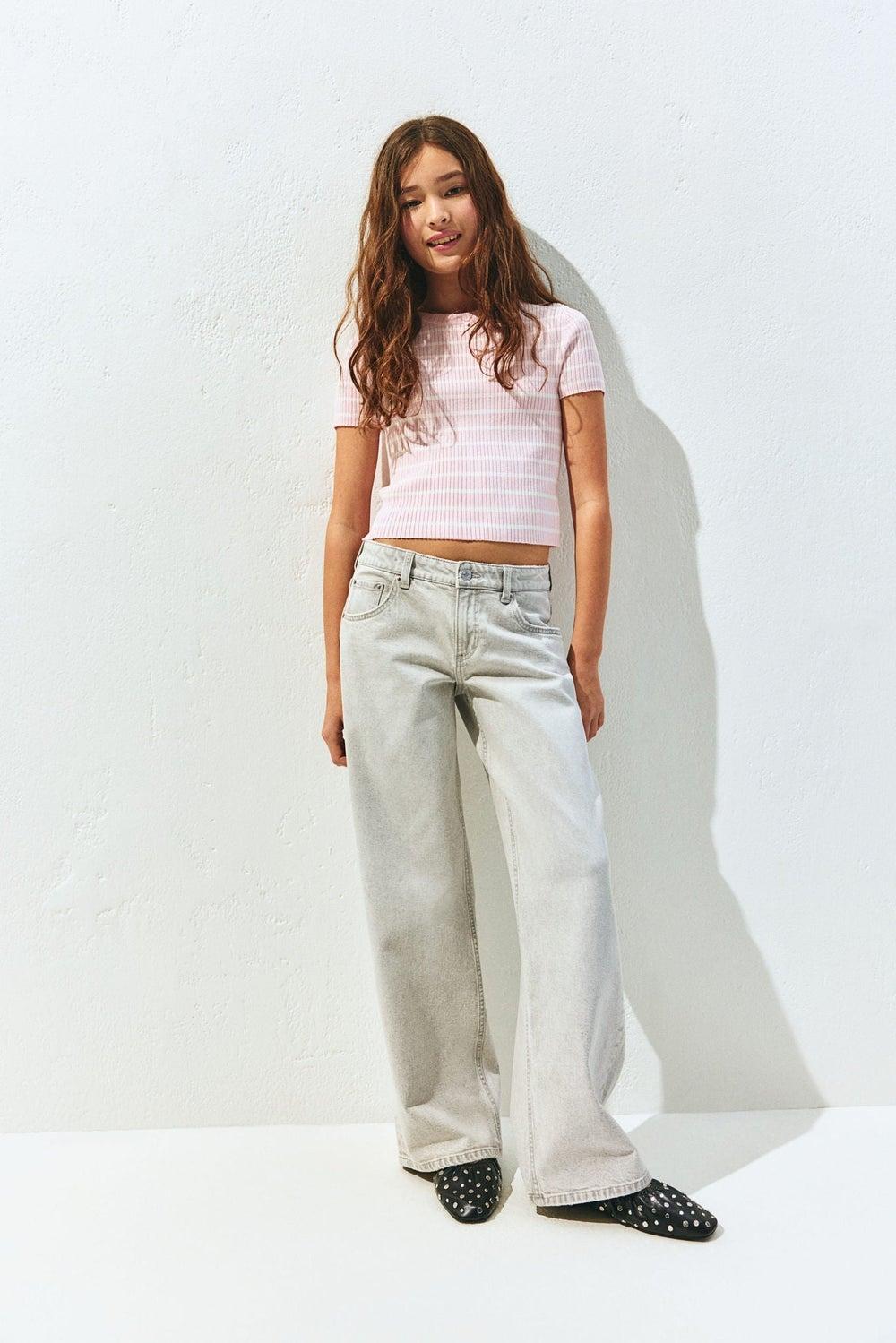 Wide Leg Low Jeans Grey Dusty Light - Image 1