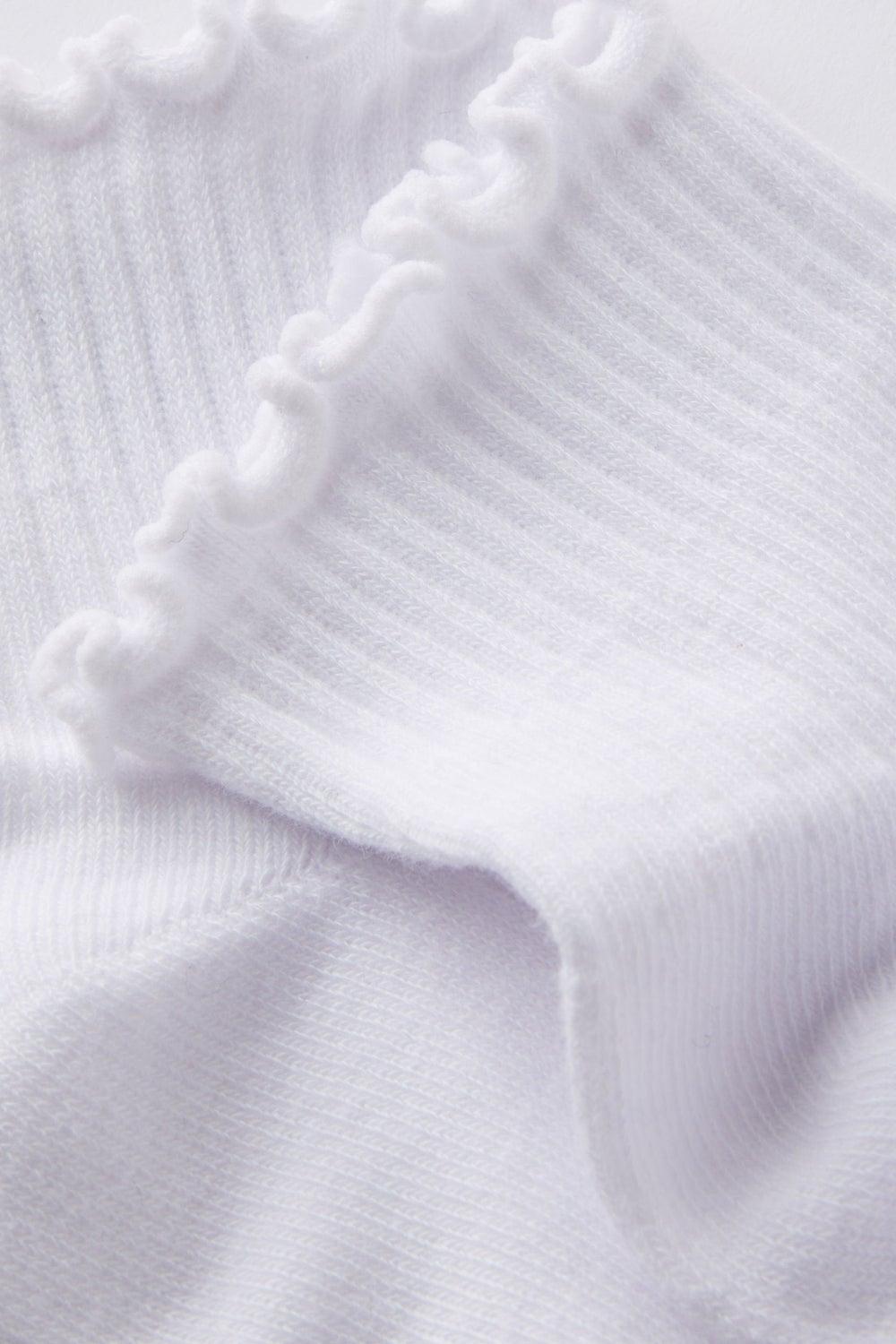 Perfect Pair Frill Rib Ankle Socks White - Image 1