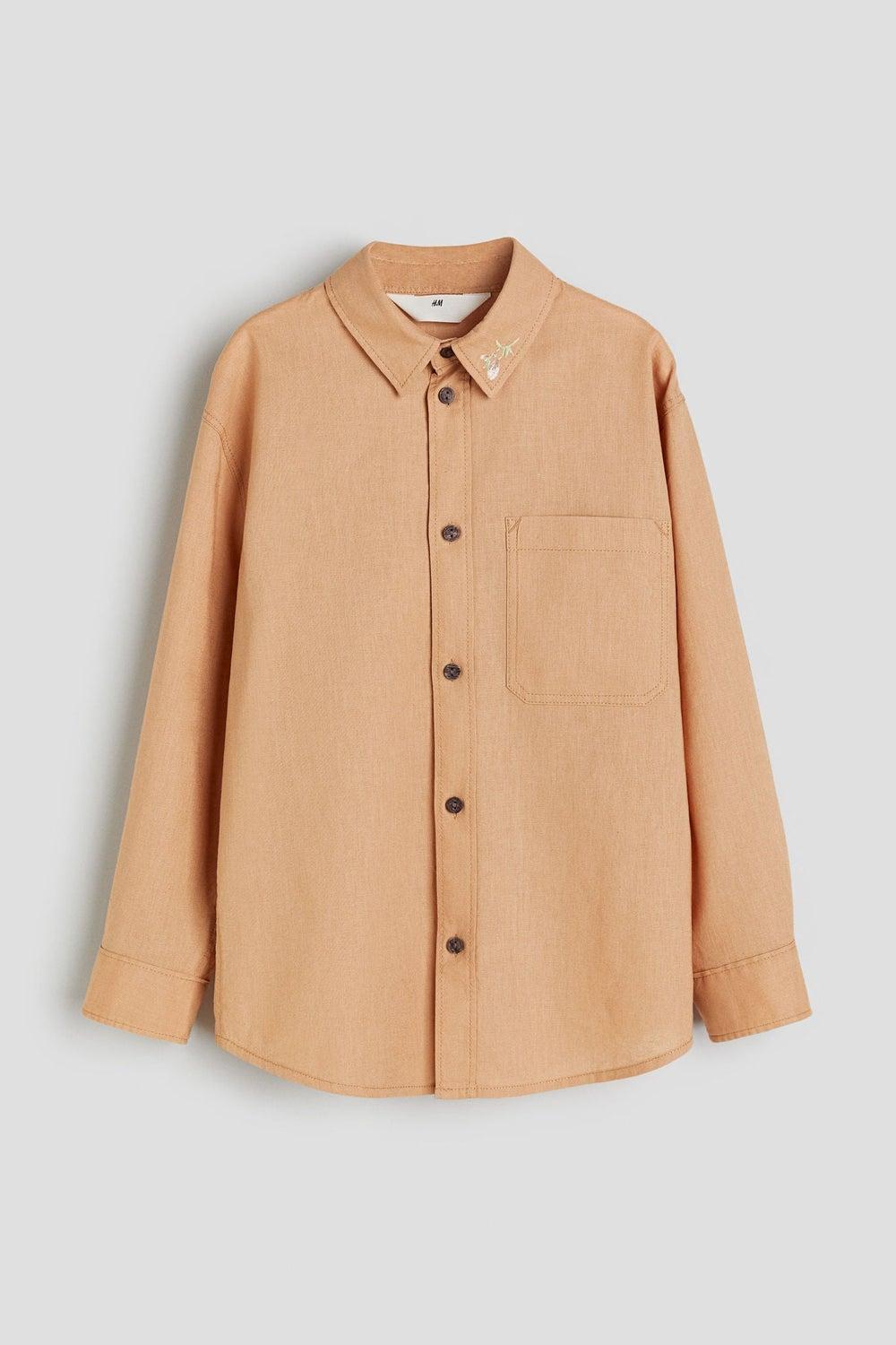 Kids Embroidered Linen Cotton Shirt - Image 1