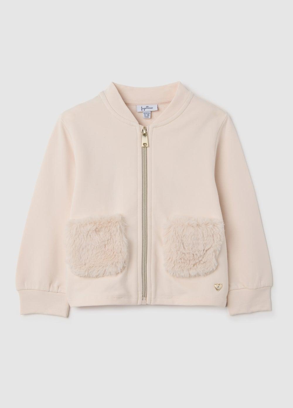 Regular Fit Beige Stretch Cotton Baby Sweatshirt - Image 1