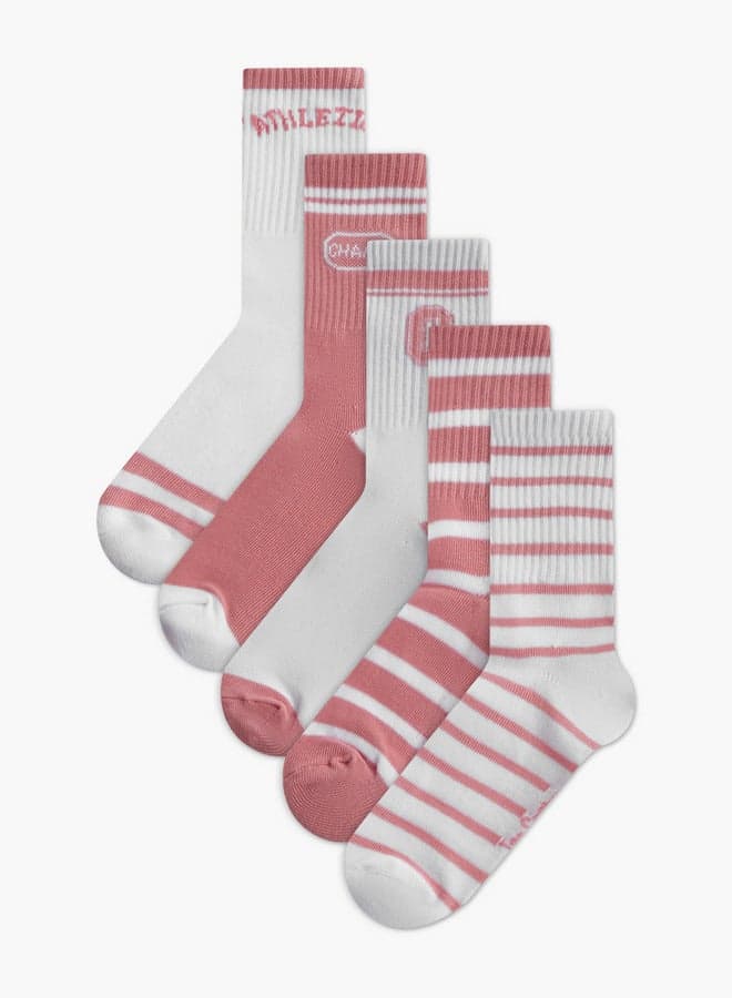 Textured Crew Socks Set of 5 Coleg Kg Dsgn Lng - Image 1