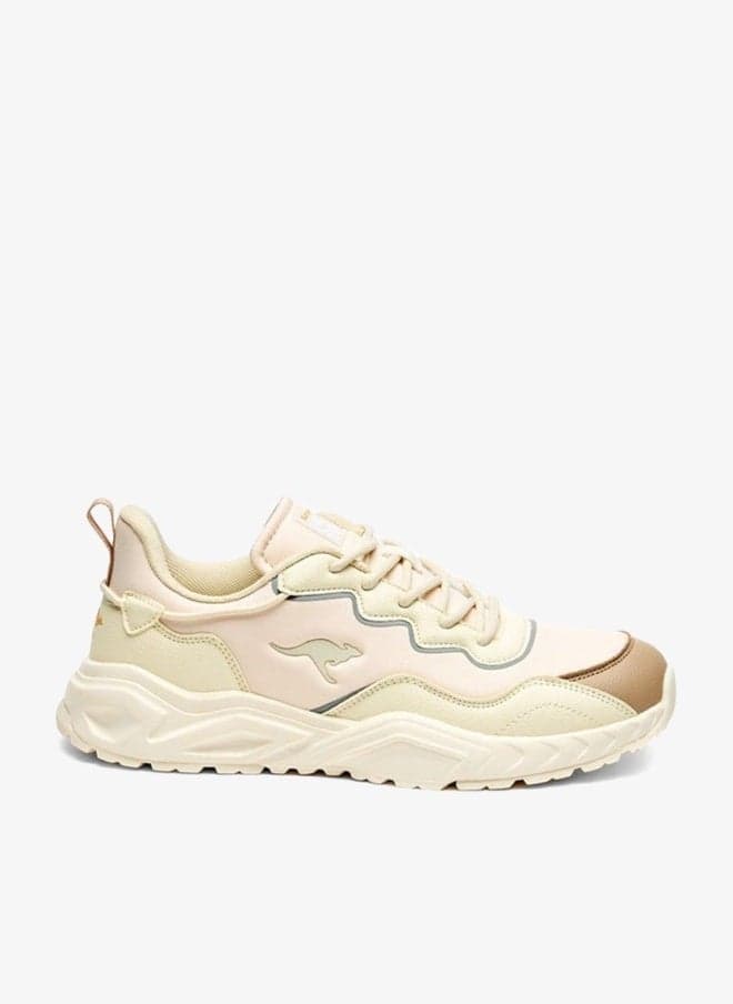 Women’s Beige Colourblock Lace-Up Sports Sneakers Sho23As029 - Image 1