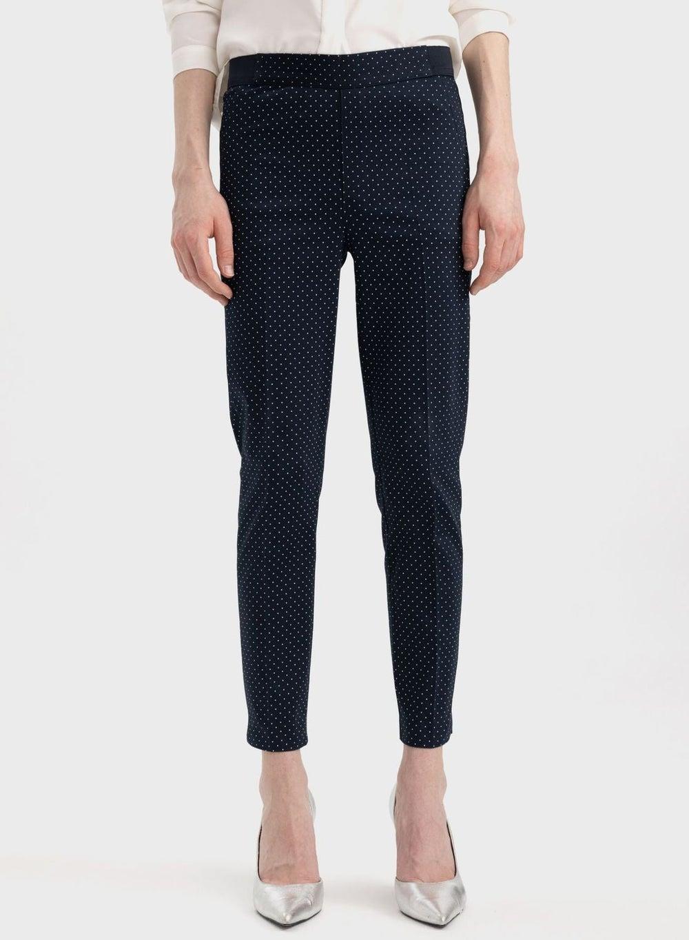 Blue Polka Dot Satin Cigarette Trousers J8741Az - Image 1