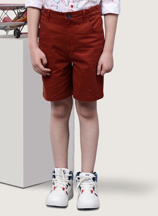 One Friday Boys Coffee Cotton Casual Shorts - Image 1