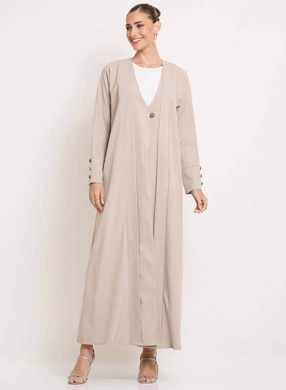 Royal Linen Buttoned Abaya Blazer Jacket - Image 1