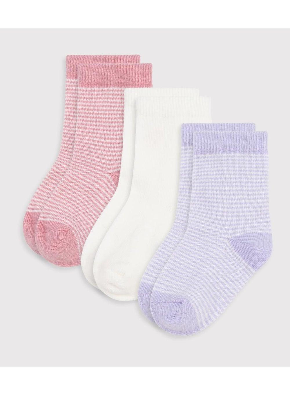 Girls’ Pinstriped Cotton Socks 3-Pack - Image 1