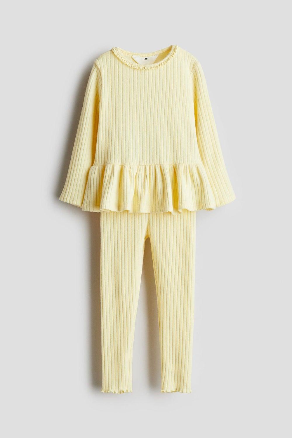 2-Piece Rib-Knit Peplum Legging Set - Image 1
