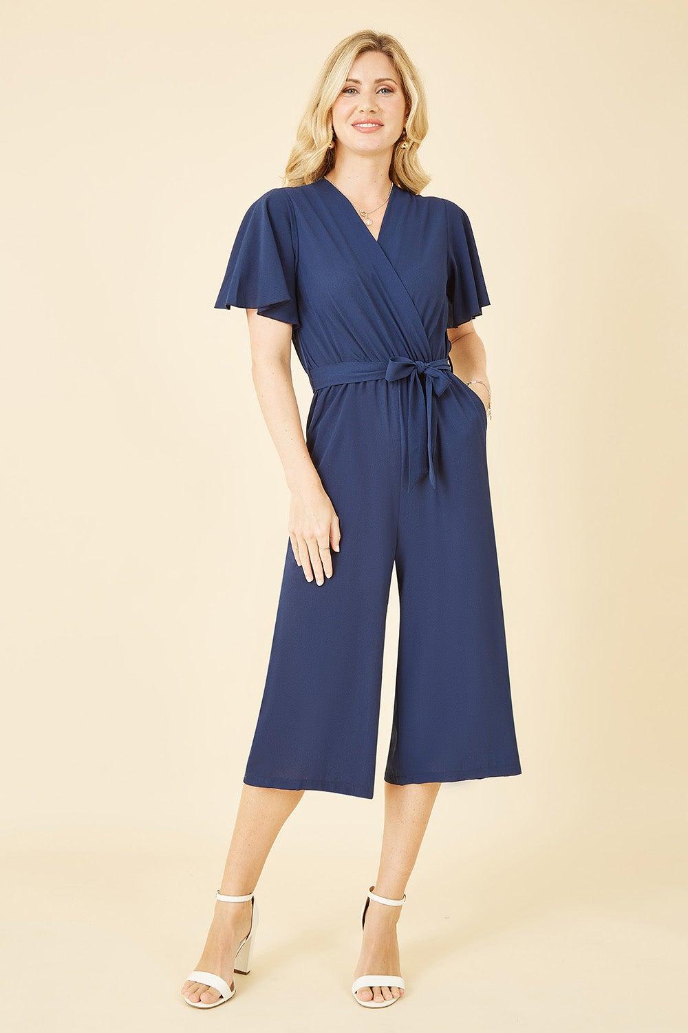 Angel Sleeve Wrap Jumpsuit with Wide Leg Fit - Image 1