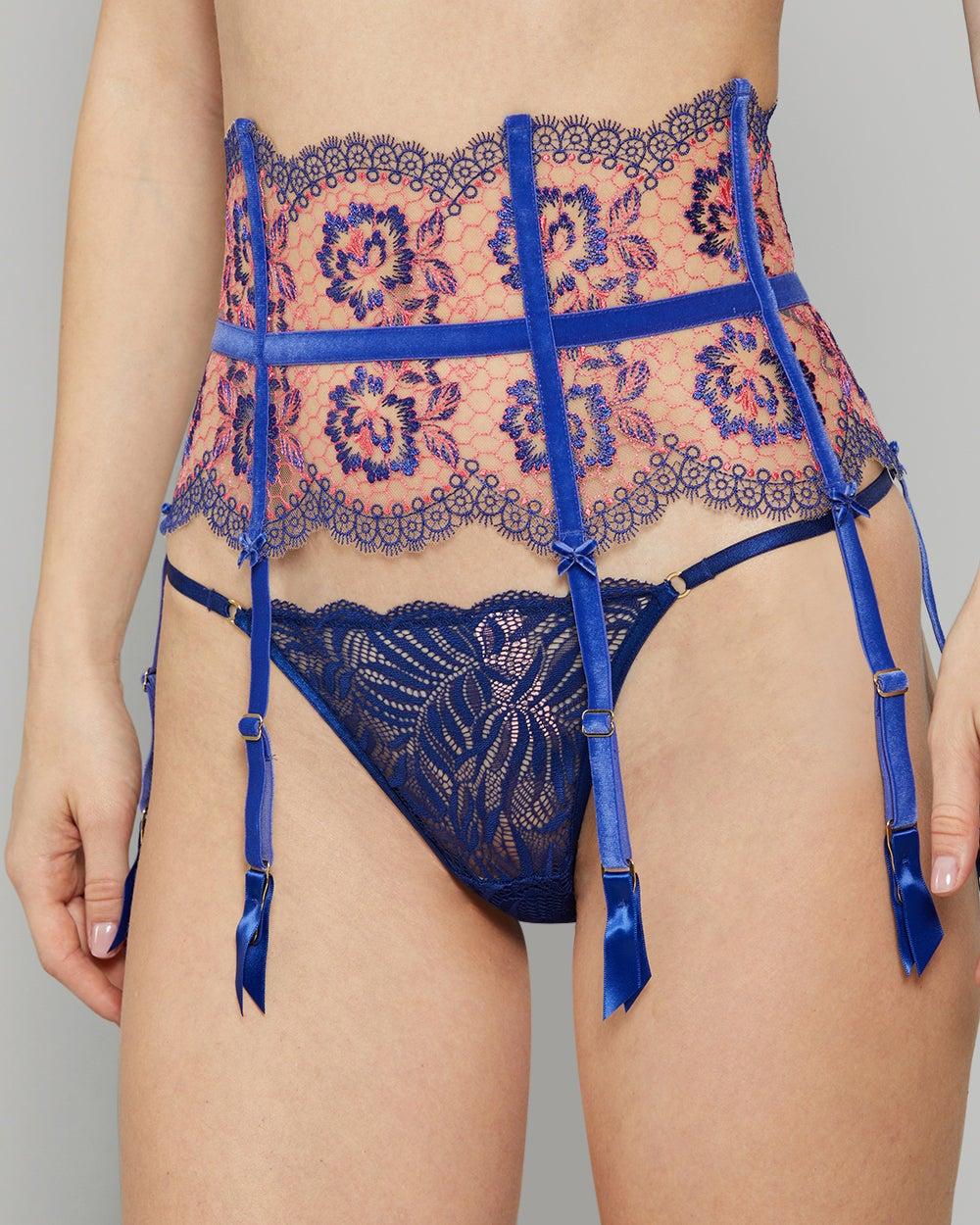 Dita Von Teese Evelina Blue Lace Suspender Garter - Image 1