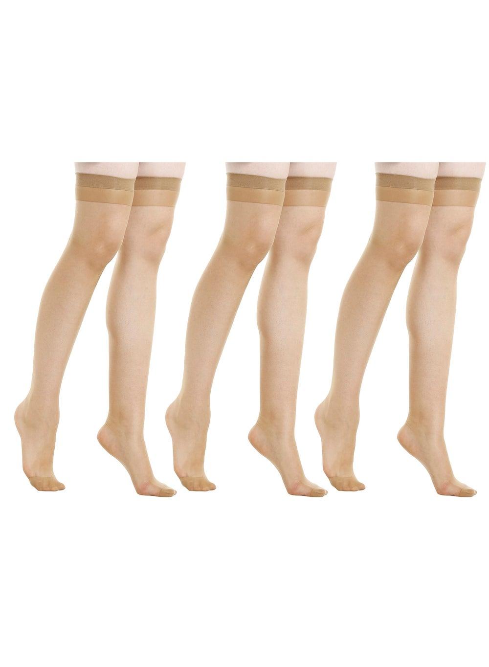 BYC Gft7200 Coffee Thigh High Stockings 3-Pack - Image 1