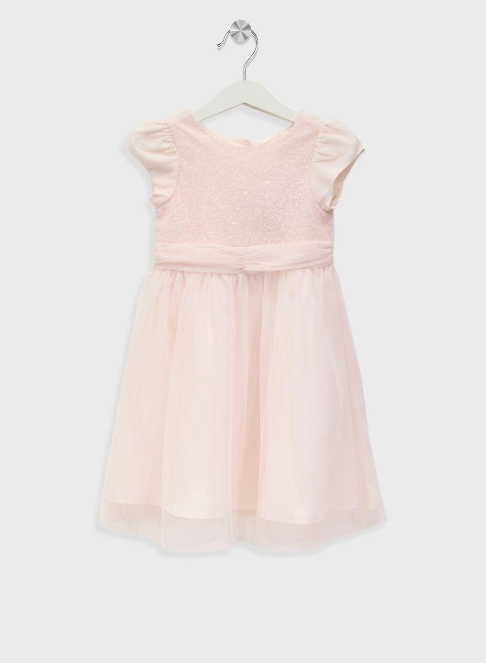 Light Pink Sequined Tulle Party Dress - Image 1