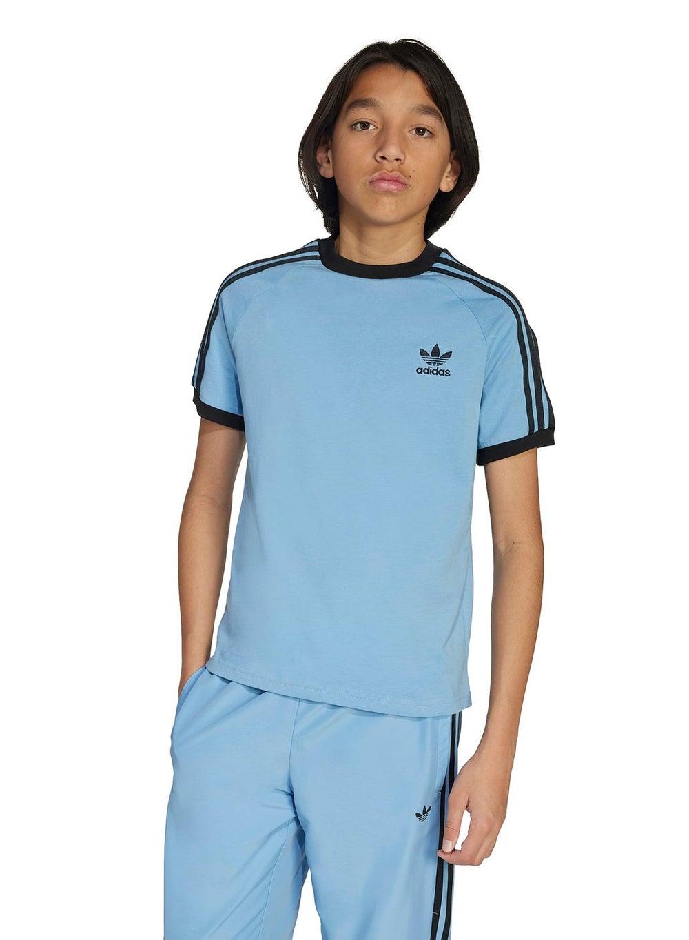 Adidas Adicolor 3 Stripe T-Shirt Ash Blue - Image 1