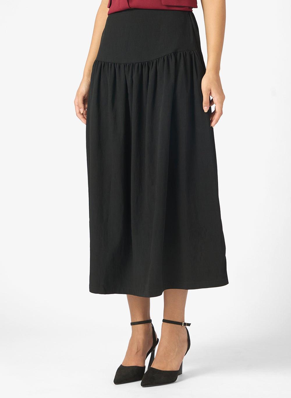 Black Bias Cut Maxi Skirt Clt255053 - Image 1