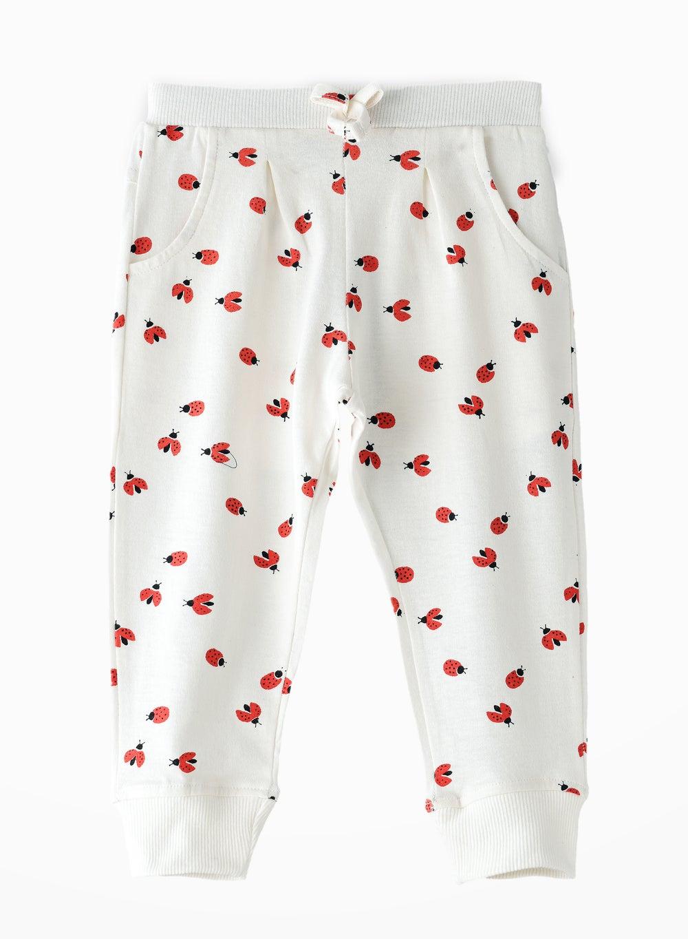 Girls Ladybug Print Knit Sweatpants Kwnibbjg 2303 - Image 1
