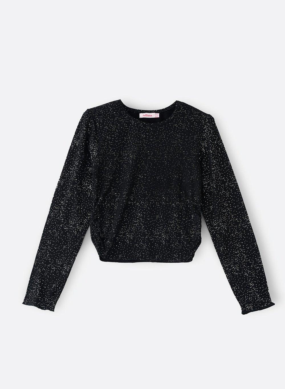 Black Glitter Knit T-Shirt Rdkttng W204A - Image 1