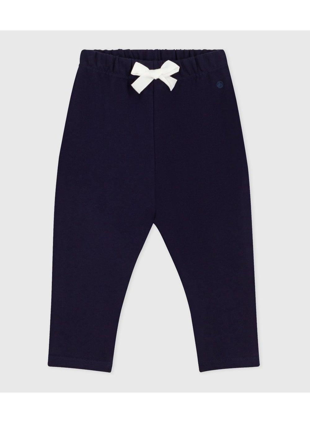 Babies' Plain Cotton Slim-Fit Trousers Navy Blue - Image 1