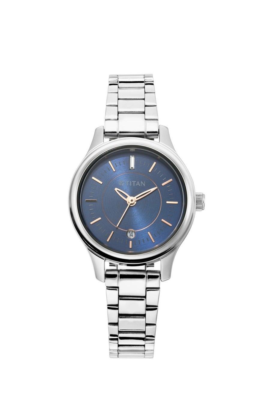 Titan Karishma Quartz Blue Dial Metal Watch - Image 1