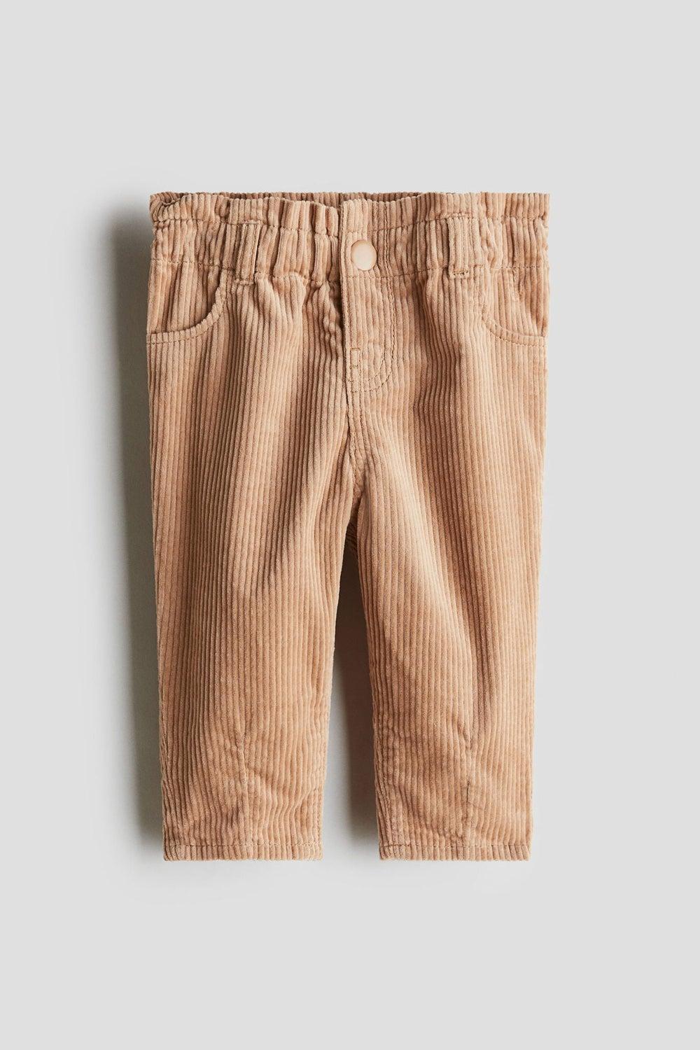 Girls Cotton Corduroy Paper-Bag Waist Trousers - Image 1
