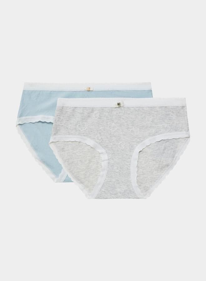 Styli Pack of 2 Contrast Trim Cotton Briefs - Image 1
