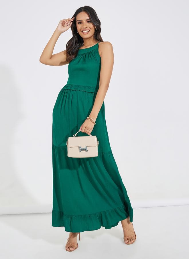 Emerald Halter Tiered Maxi Dress 7008573713 - Image 1