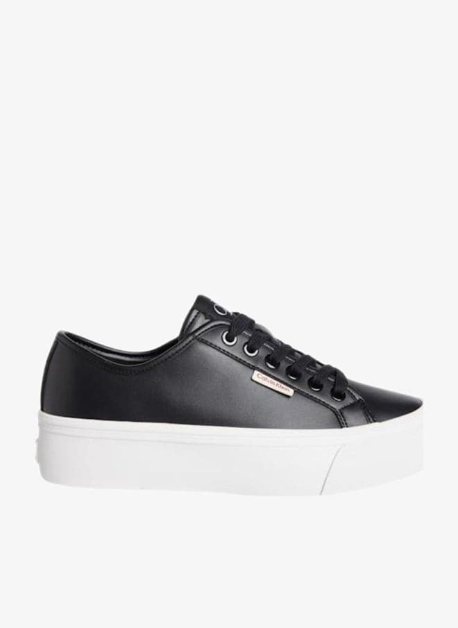 Calvin Klein Black Leather Low-Top Platform Sneakers - Image 1