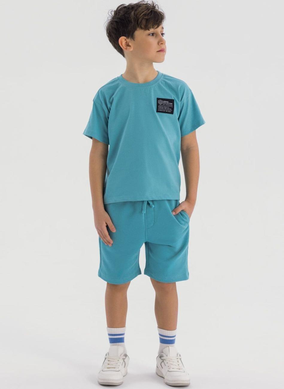 Boys Blue Cotton T-Shirt & Shorts Set - Image 1