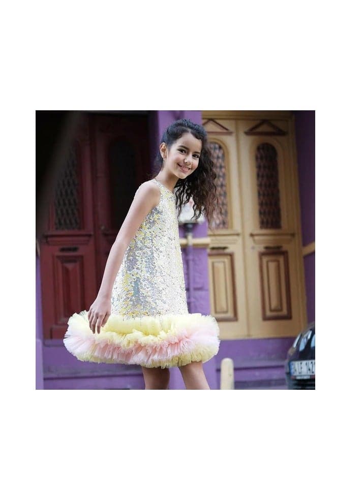 Sequin Tulle Trim Mini Dress - Image 1